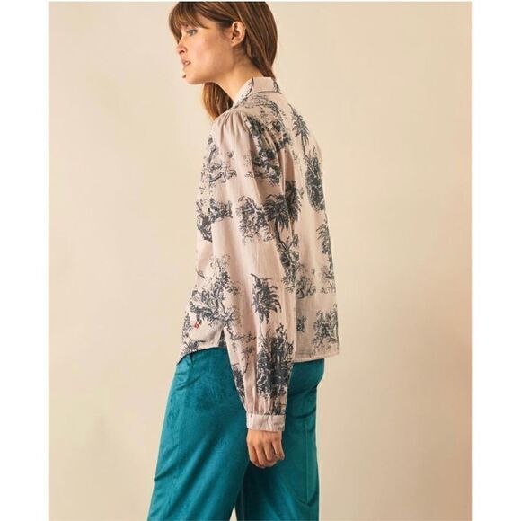 Leon & Harper Women’s Cher Juy Shirt Petale Claudine Collar Organic Cotton Blous - Picture 11 of 12